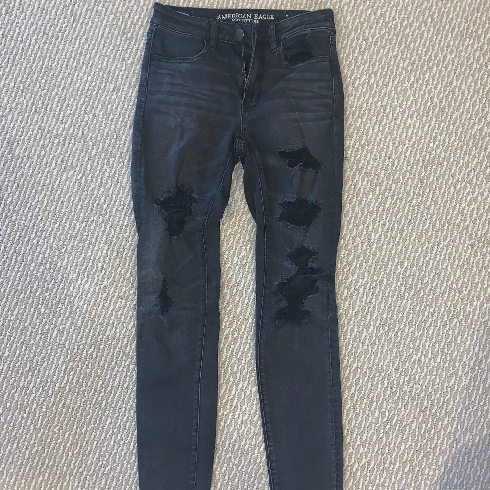 American Eagle Destroyed Jeans, Rough Hem